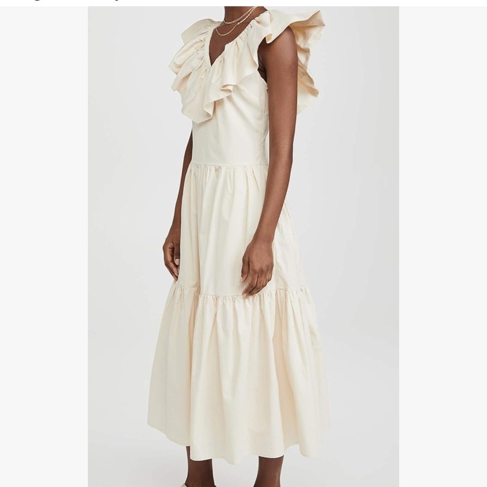 English Factory Ruffle Neck Sleeveless Midi Dress - Picture 4 of 9
